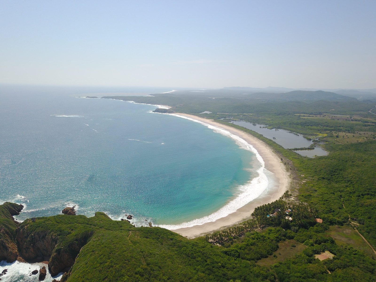 Aerial view of the 1.8-mile private beach at Playa Jaibas