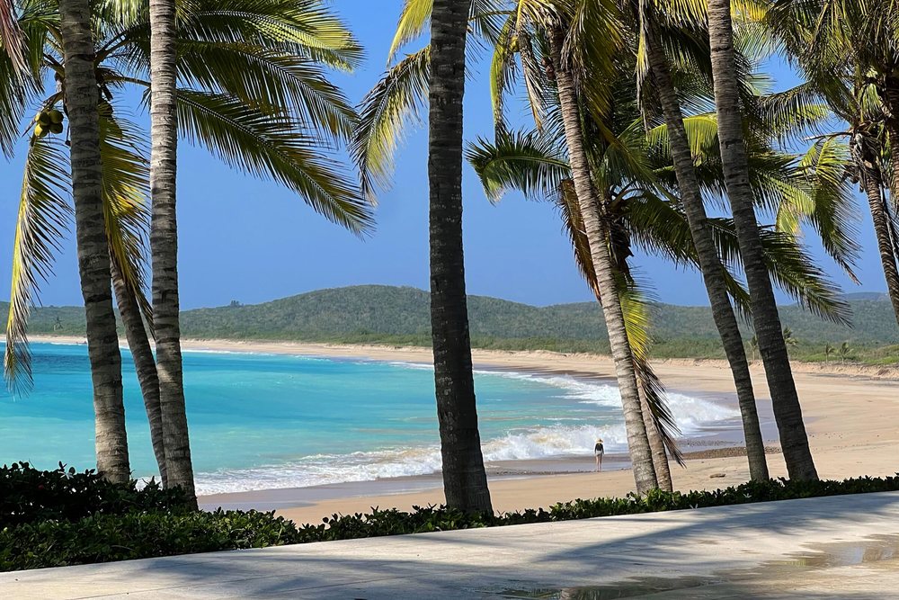 Walking the private beach
